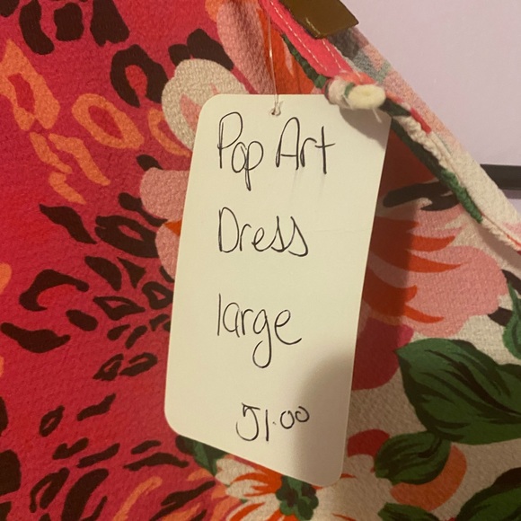 Evelyn Blue pop art dress size L long sleeves new never worn! Fun & colorful - Picture 10 of 16